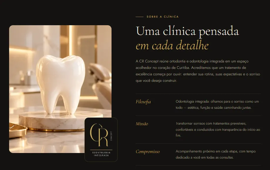 Seção “Uma clínica pensada em cada detalhe”
